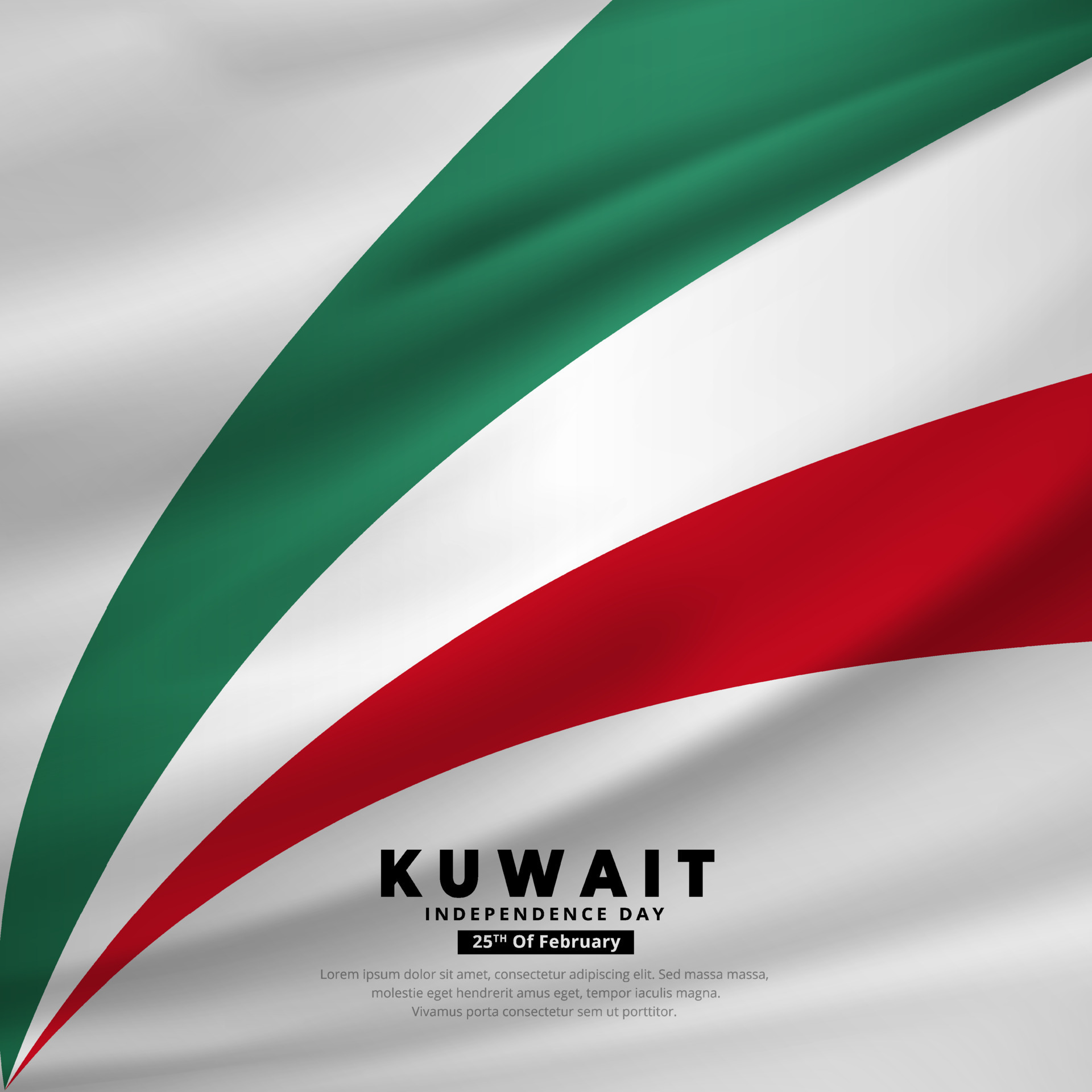 Modern Kuwait Independence day design with wavy flag vector. Kuwait ...