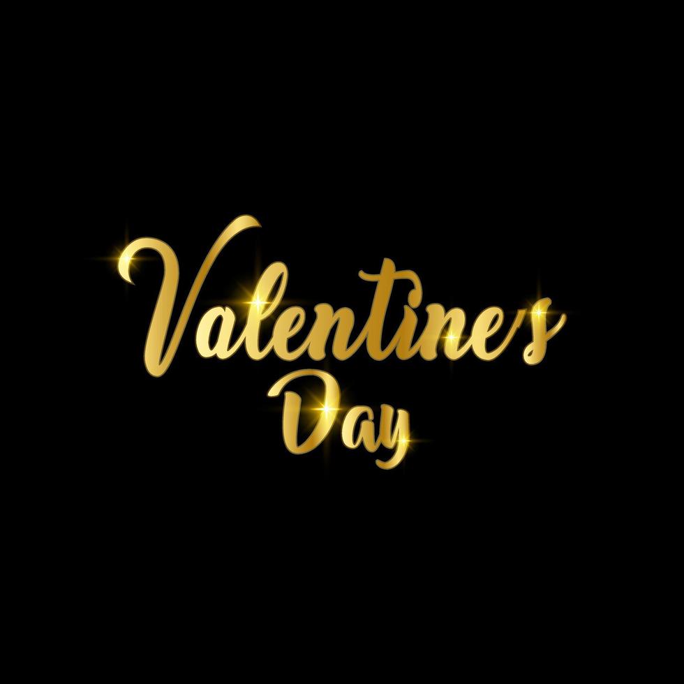 Golden Valentines day typography design vector