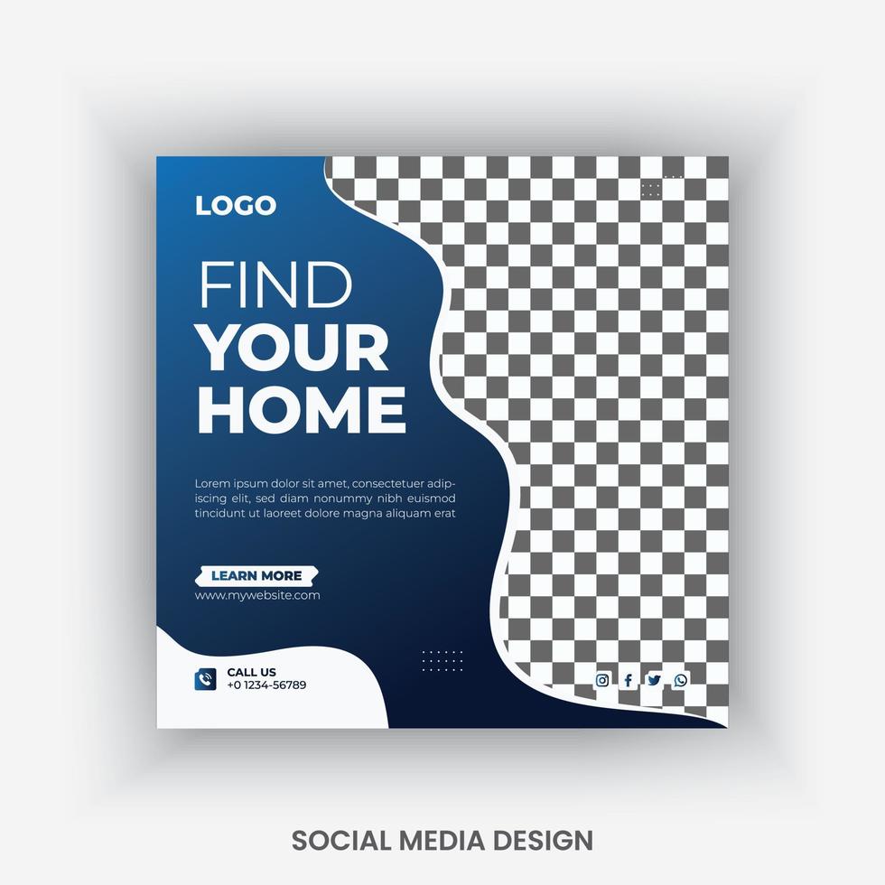 Real estate social media post design template vector