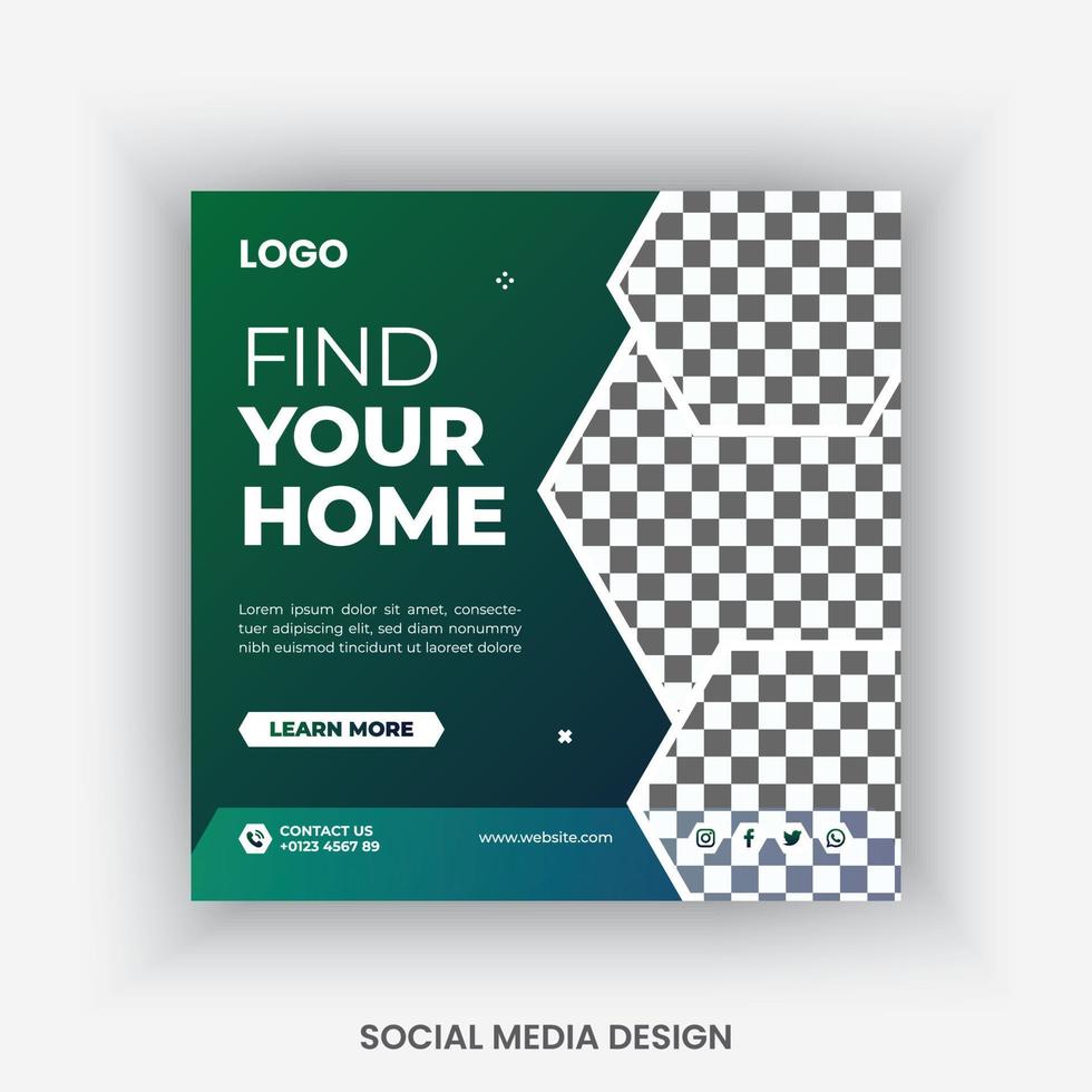 Real estate social media post design template vector