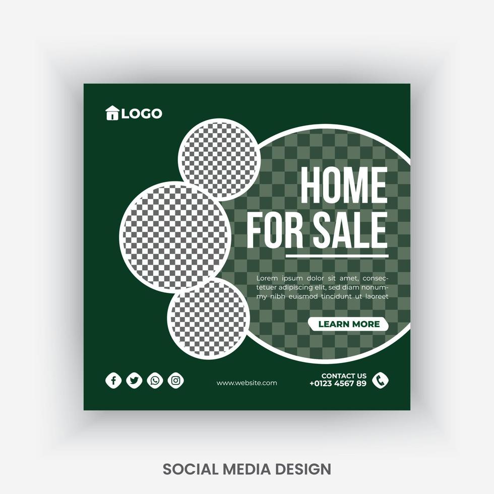 Real estate social media post design template vector