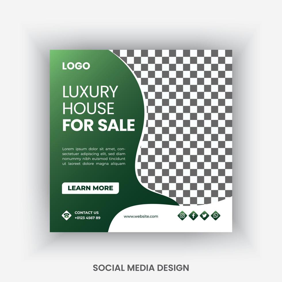 Real estate social media post design template vector