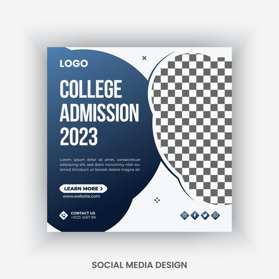 Admission social media post template design vector