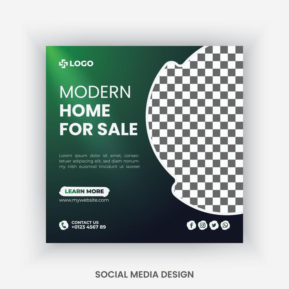 Real estate social media post design template vector