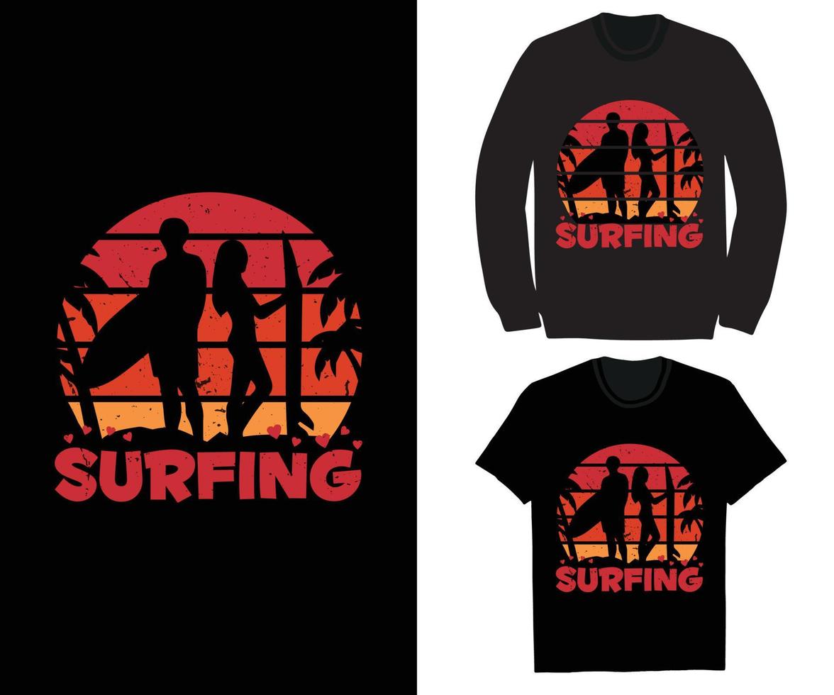 Surfing t shirt design for your business. vector
