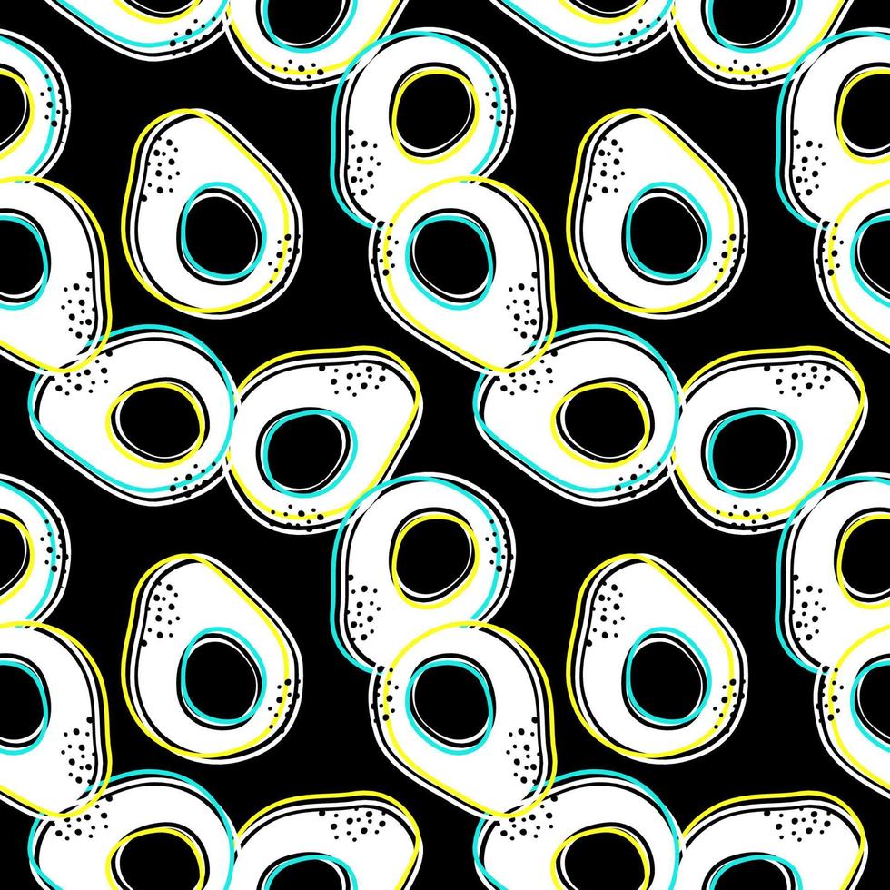 Avocado seamless pattern. Vector illustration. Crazy background with avocado.