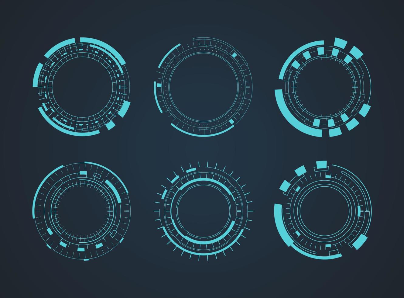 Futuristic abstract HUD. Circle technology elements set. Futuristic hud interface. Vector illustration.