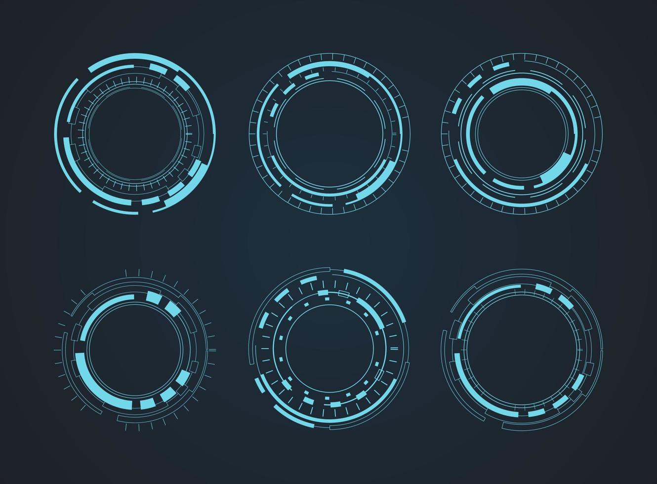 Futuristic abstract HUD. Circle technology elements set. Futuristic hud interface. Vector illustration.