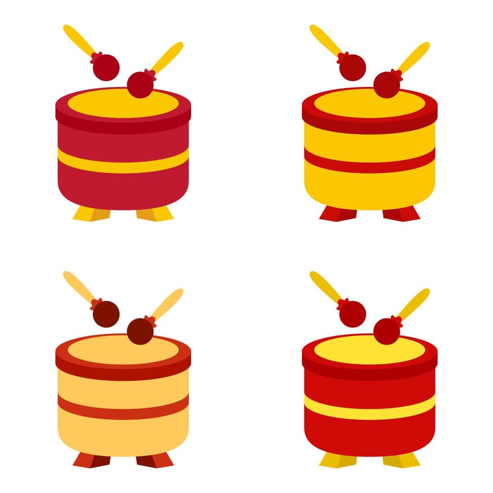 Chinese Drum in flat style isolated vector