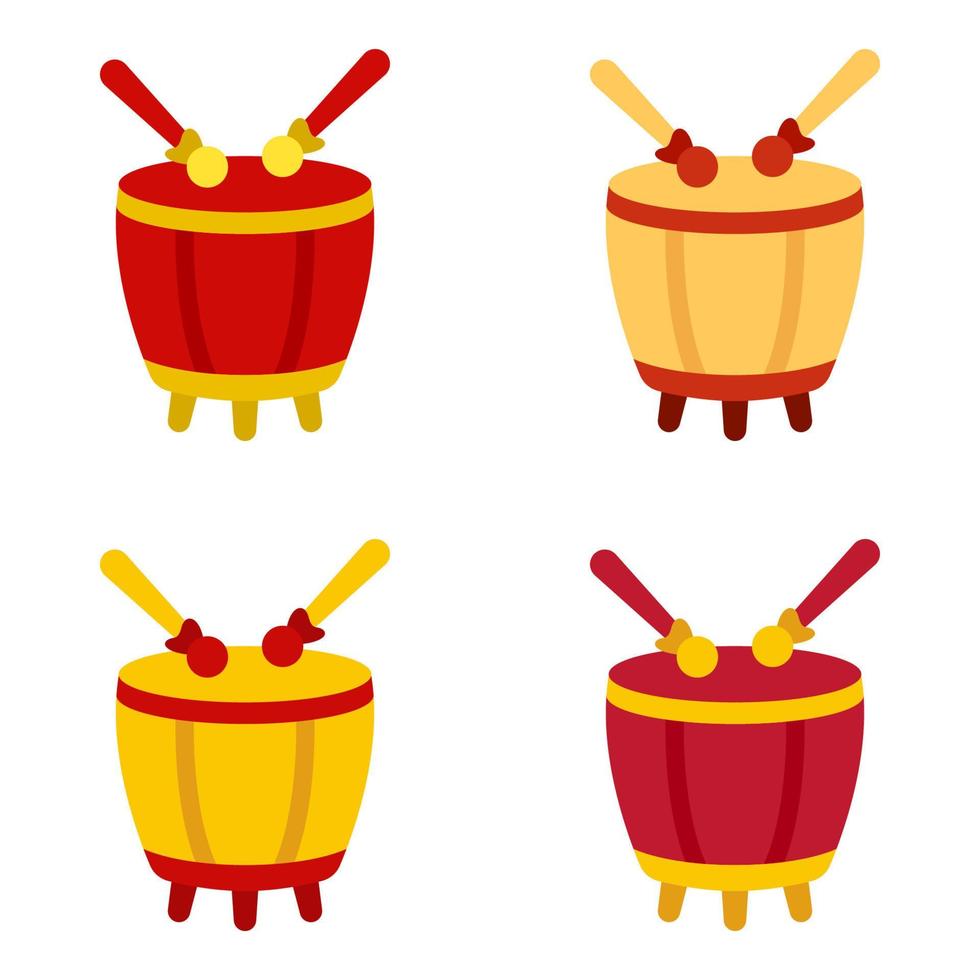 Chinese Drum in flat style isolated vector