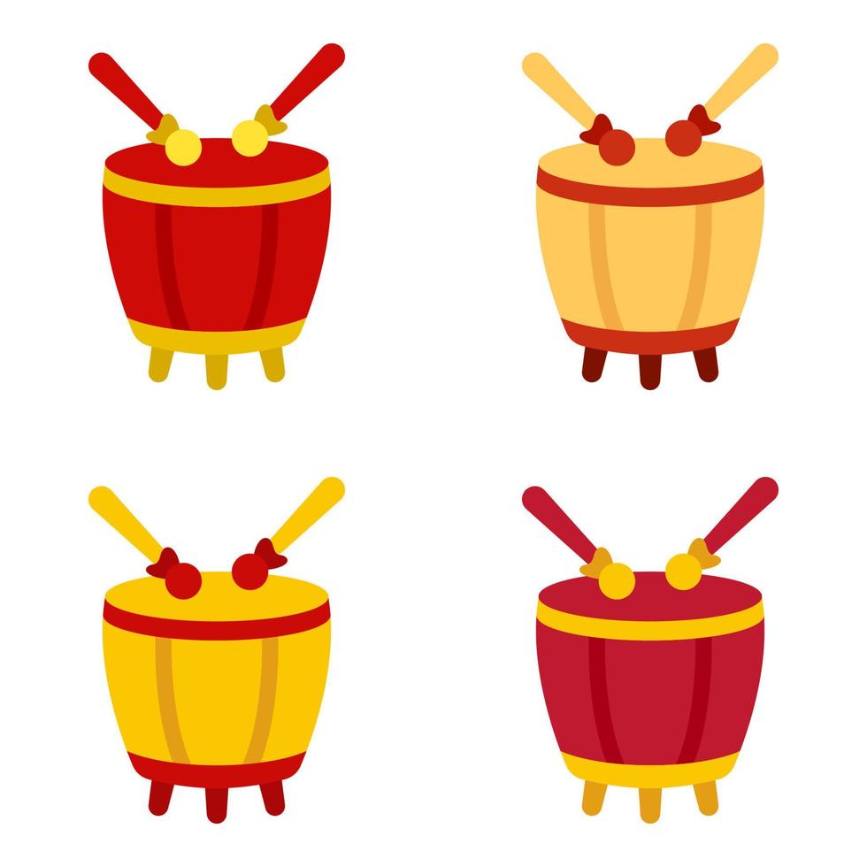 Chinese Drum in flat style isolated vector