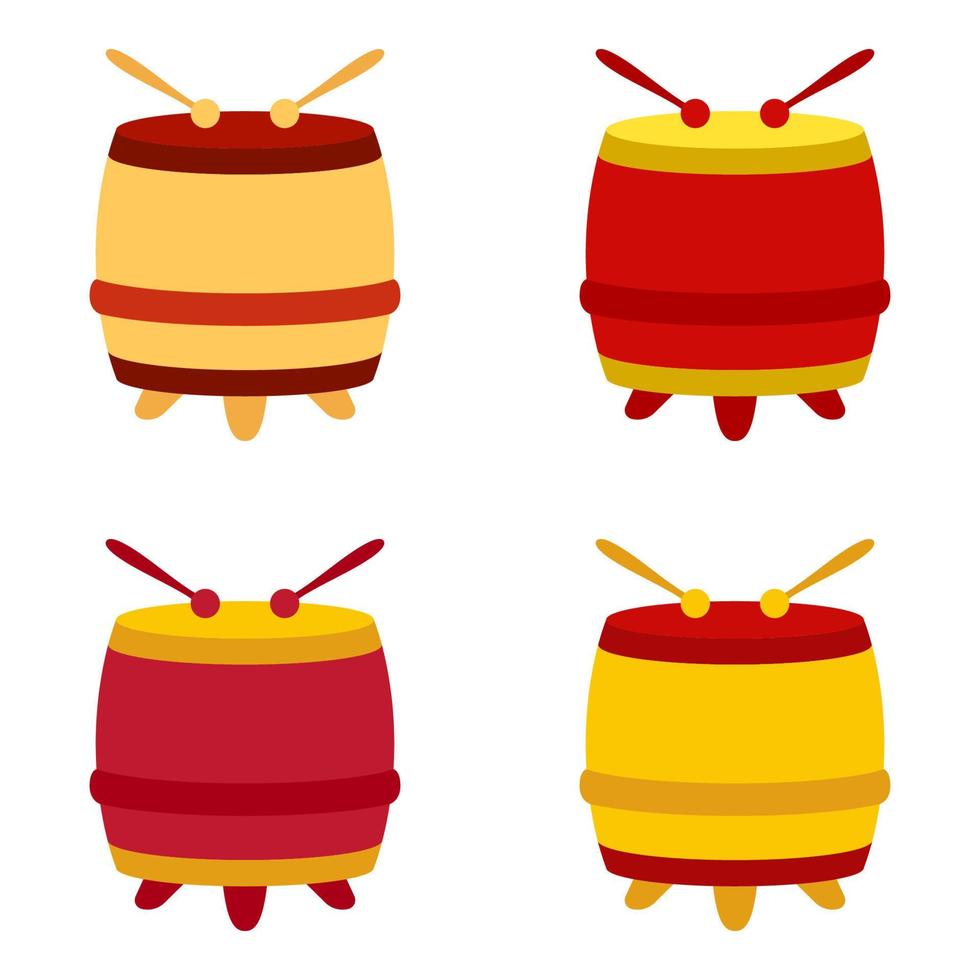 Chinese Drum in flat style isolated vector