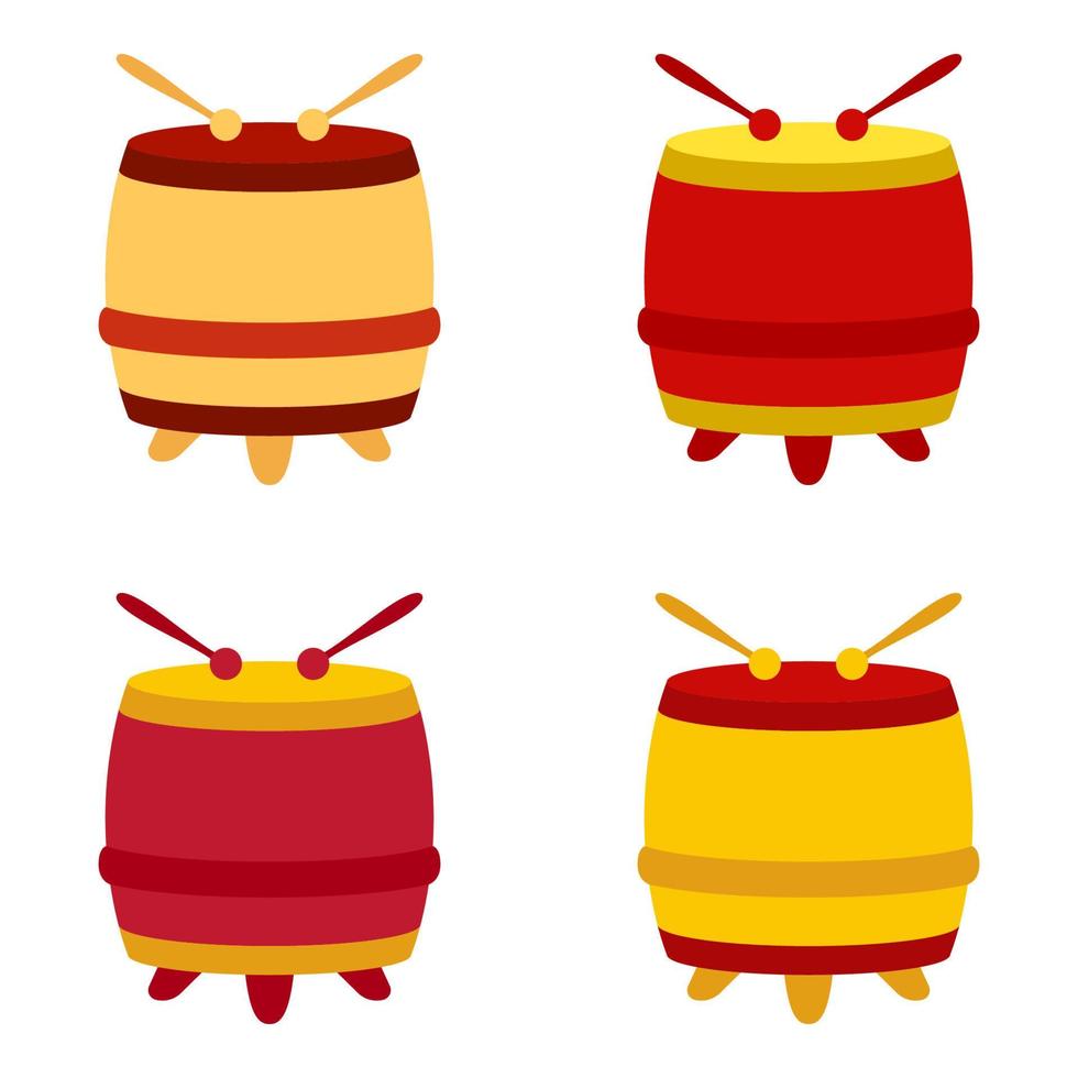 Chinese Drum in flat style isolated vector