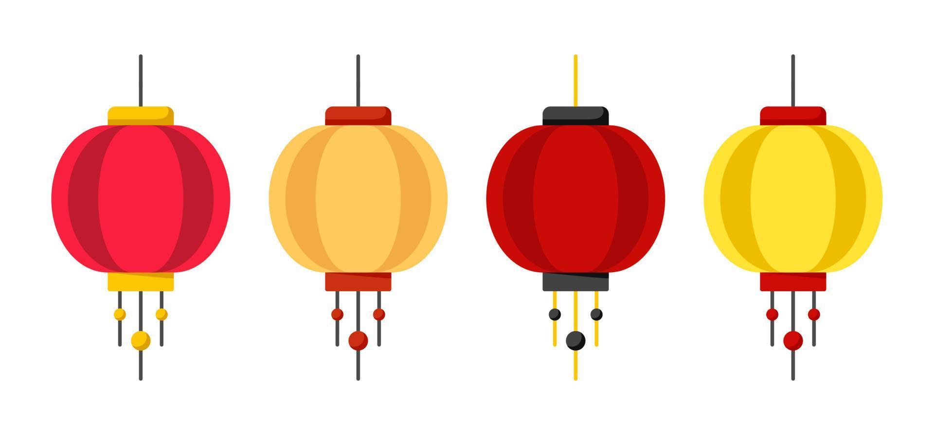 linterna china en estilo plano aislado vector