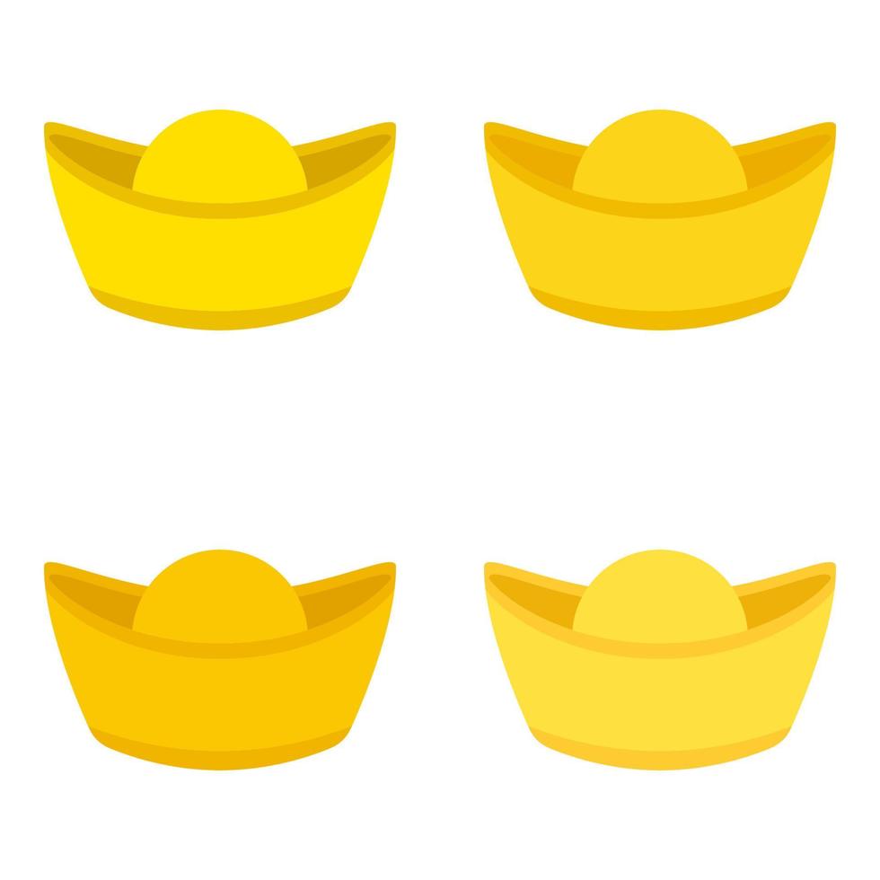 Chinese Gold Ingot in flat style isolated vector