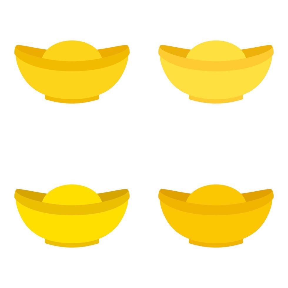Chinese Gold Ingot in flat style isolated vector