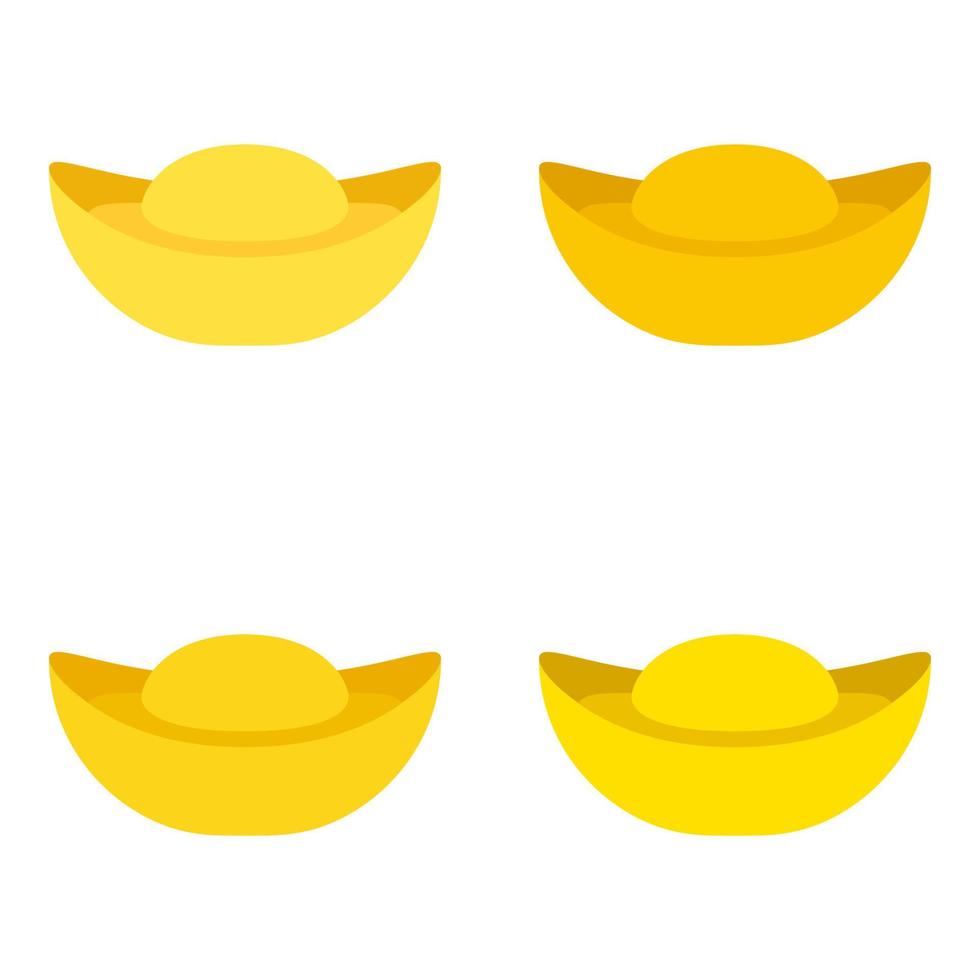 Chinese Gold Ingot in flat style isolated vector
