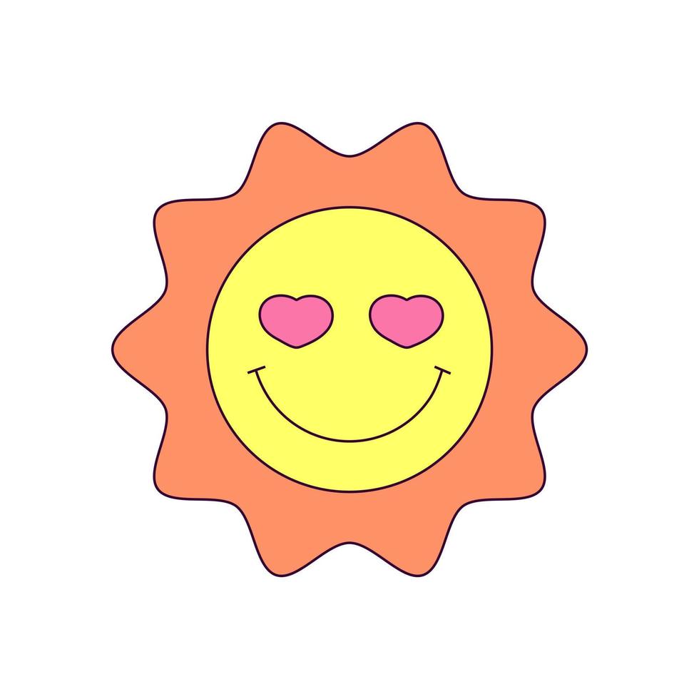 Cute Smiling Sun with Eyes Hearts Sticker Day of Valentine vector