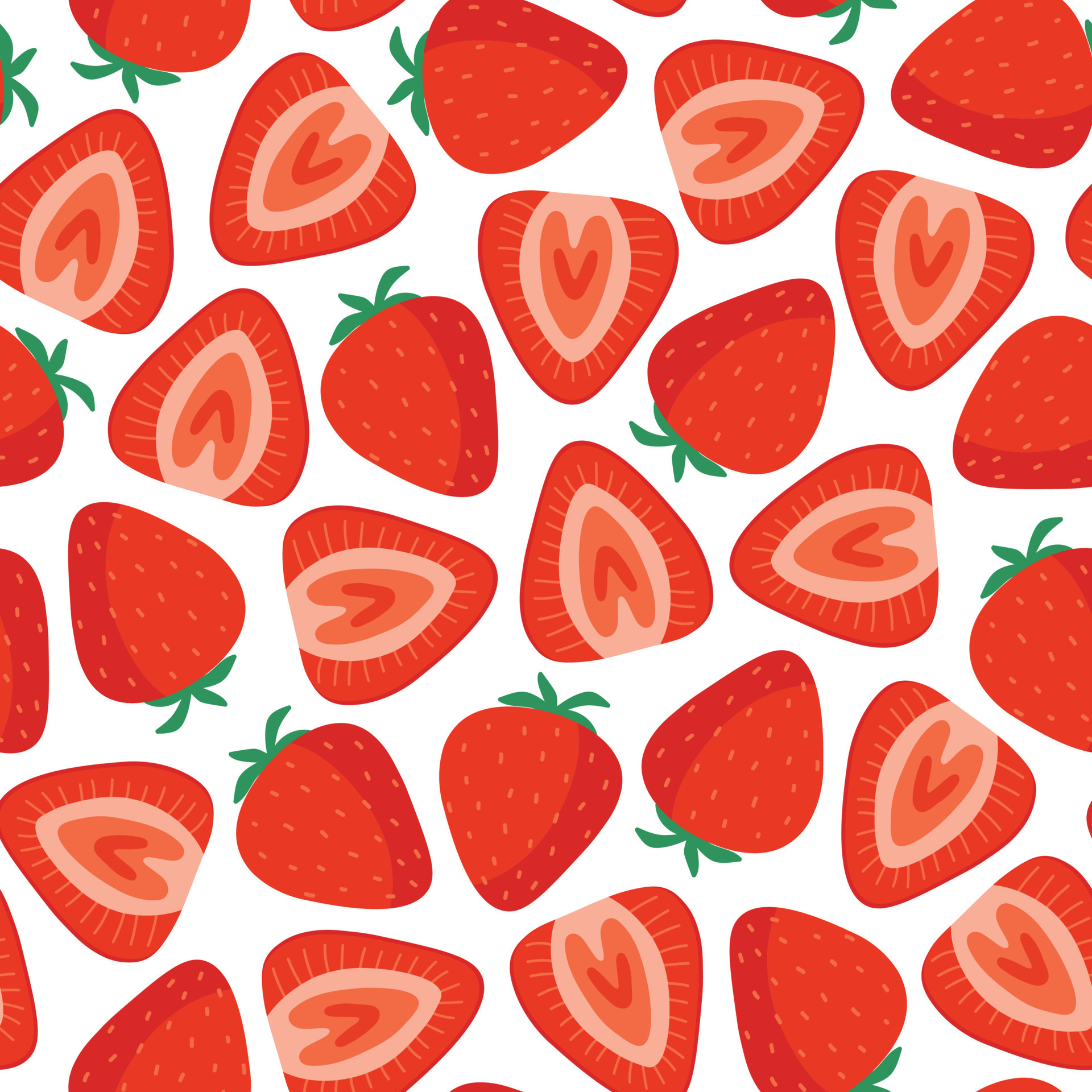 Doodle Flat Clipart. Simple strawberry Pattern. All Objects Are