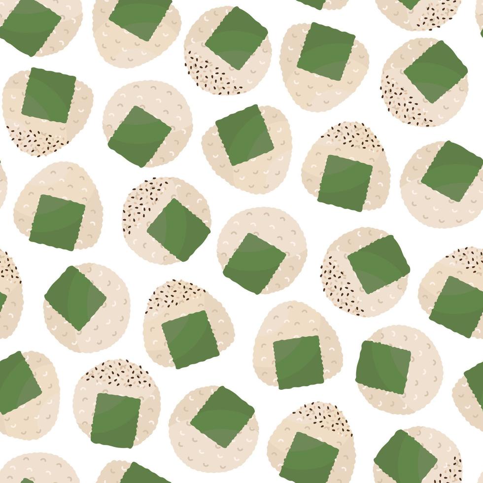 Doodle flat clipart. Japanese triangles and onigiri balls. All objects are repainted. vector