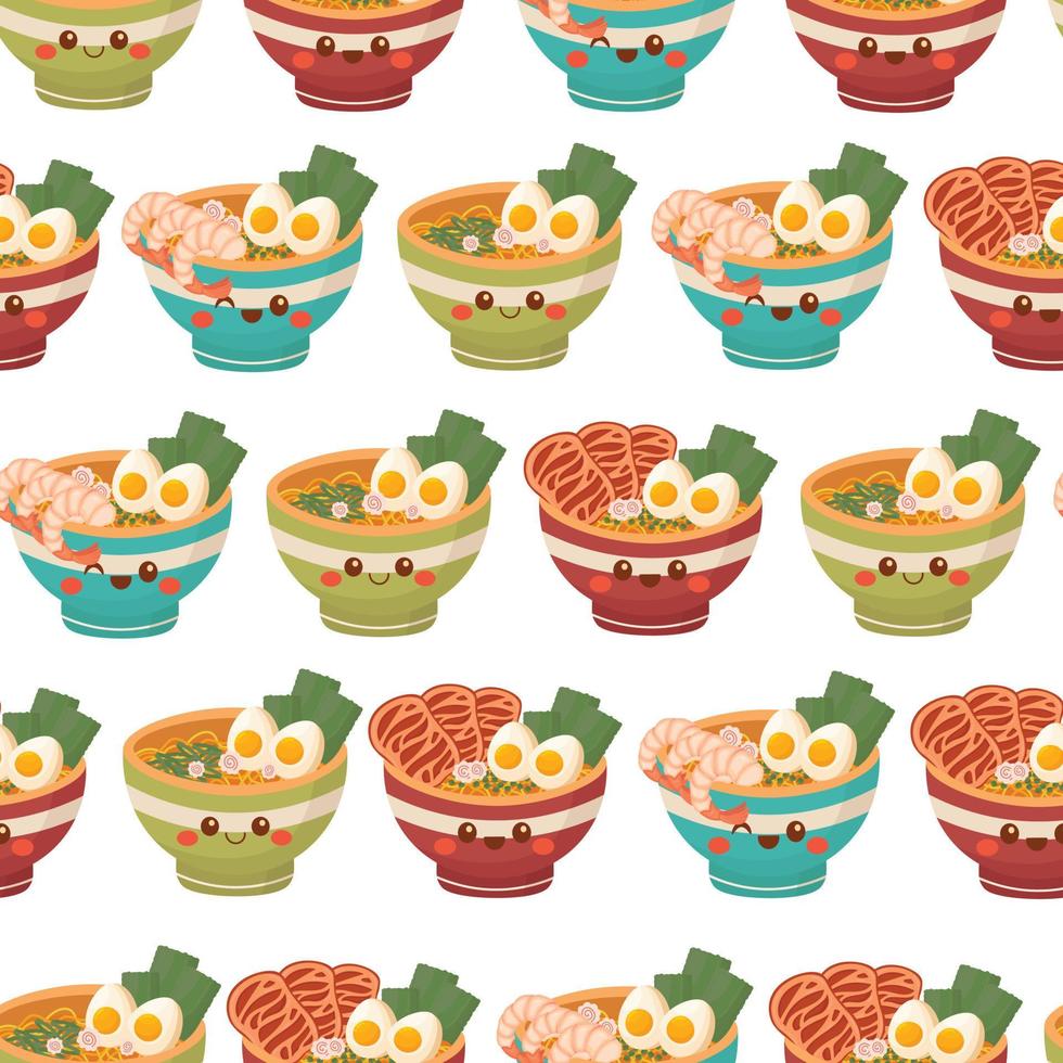 Doodle clipart. A bowl of delicious ramen, Asian traditional food. All objects are repainted. vector