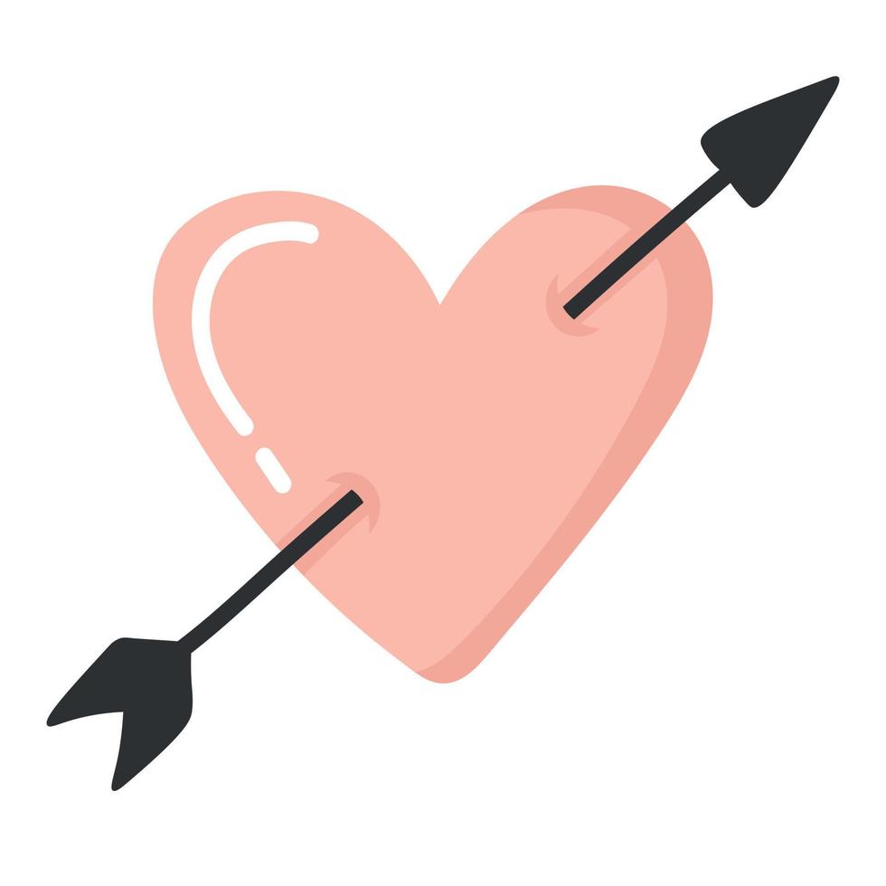 doodle clipart lindo corazón con flecha para decoración vector