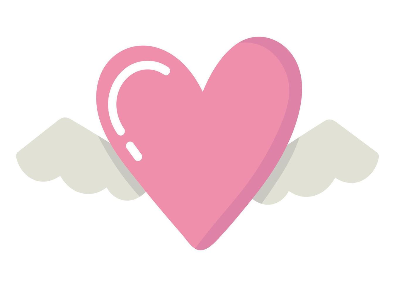 doodle clipart lindo corazón con alas vector