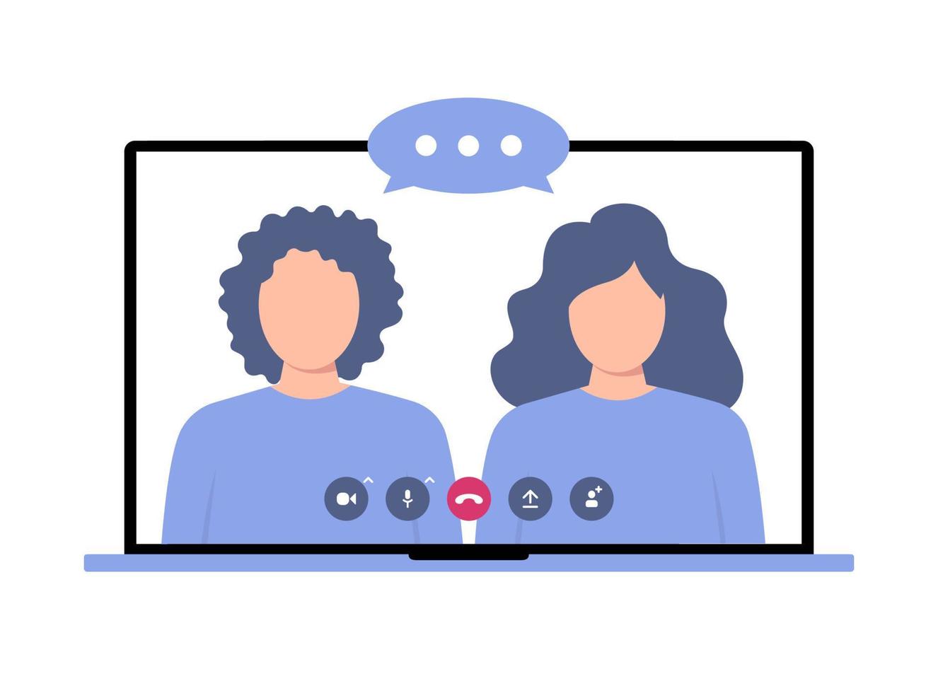 Girls talking on video call. Video call application illustration vector