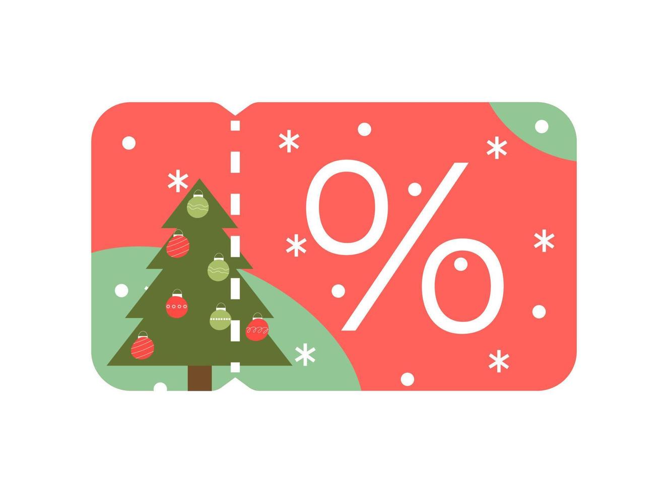 Christmas voucher mockup with Christmas tree and snow in the background vector