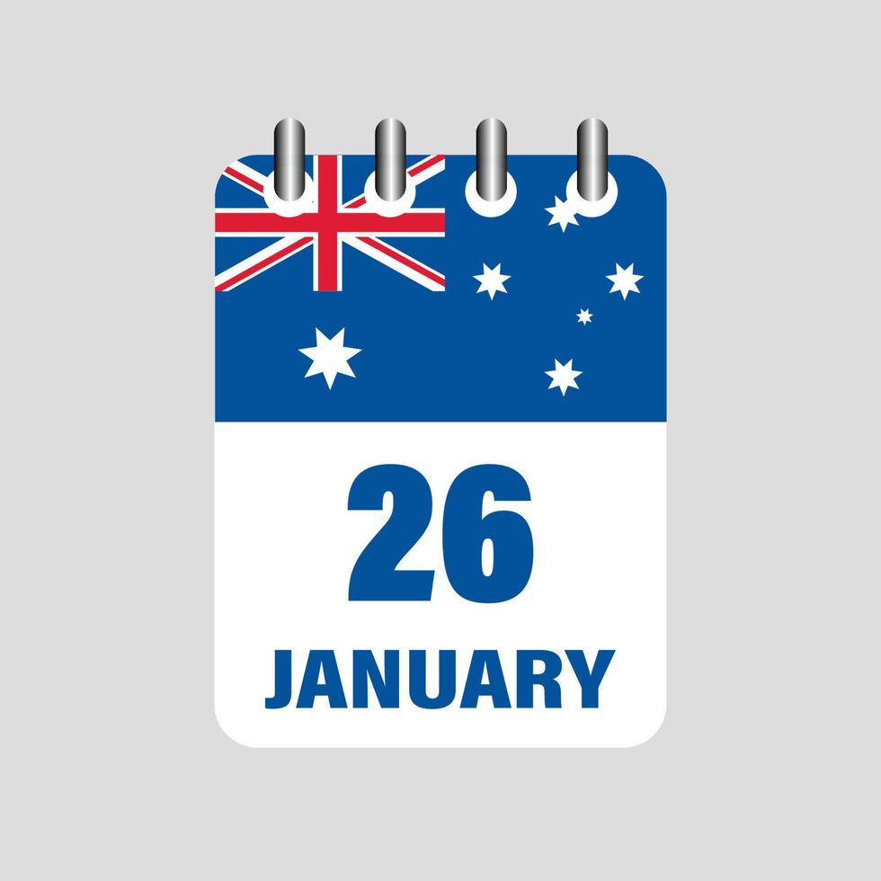 Calendar with Australia Independence Day. Vector icon