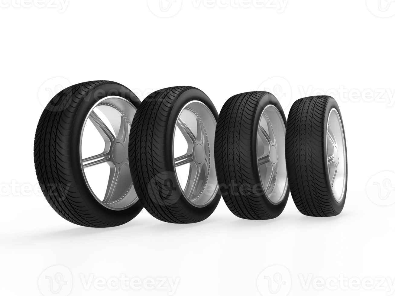 Car wheels isolated. 3D rendering png