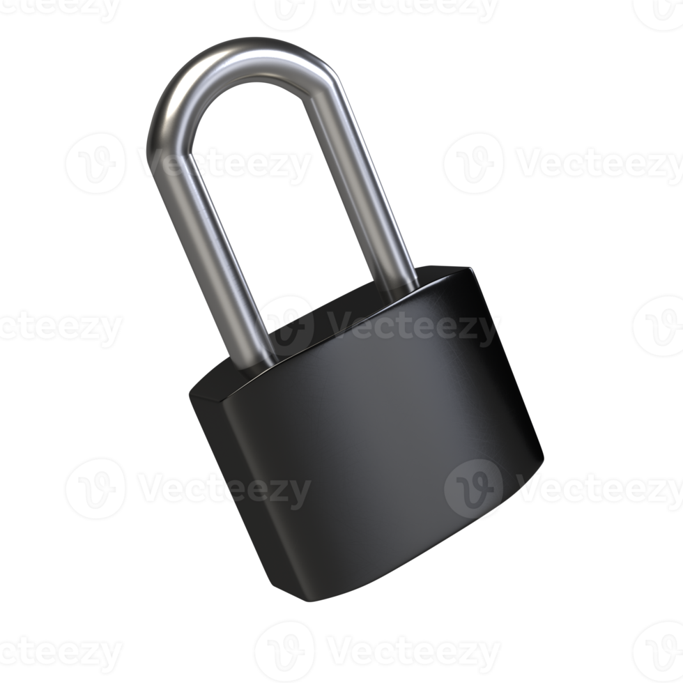 Locked padlock isolated. 3D rendering png