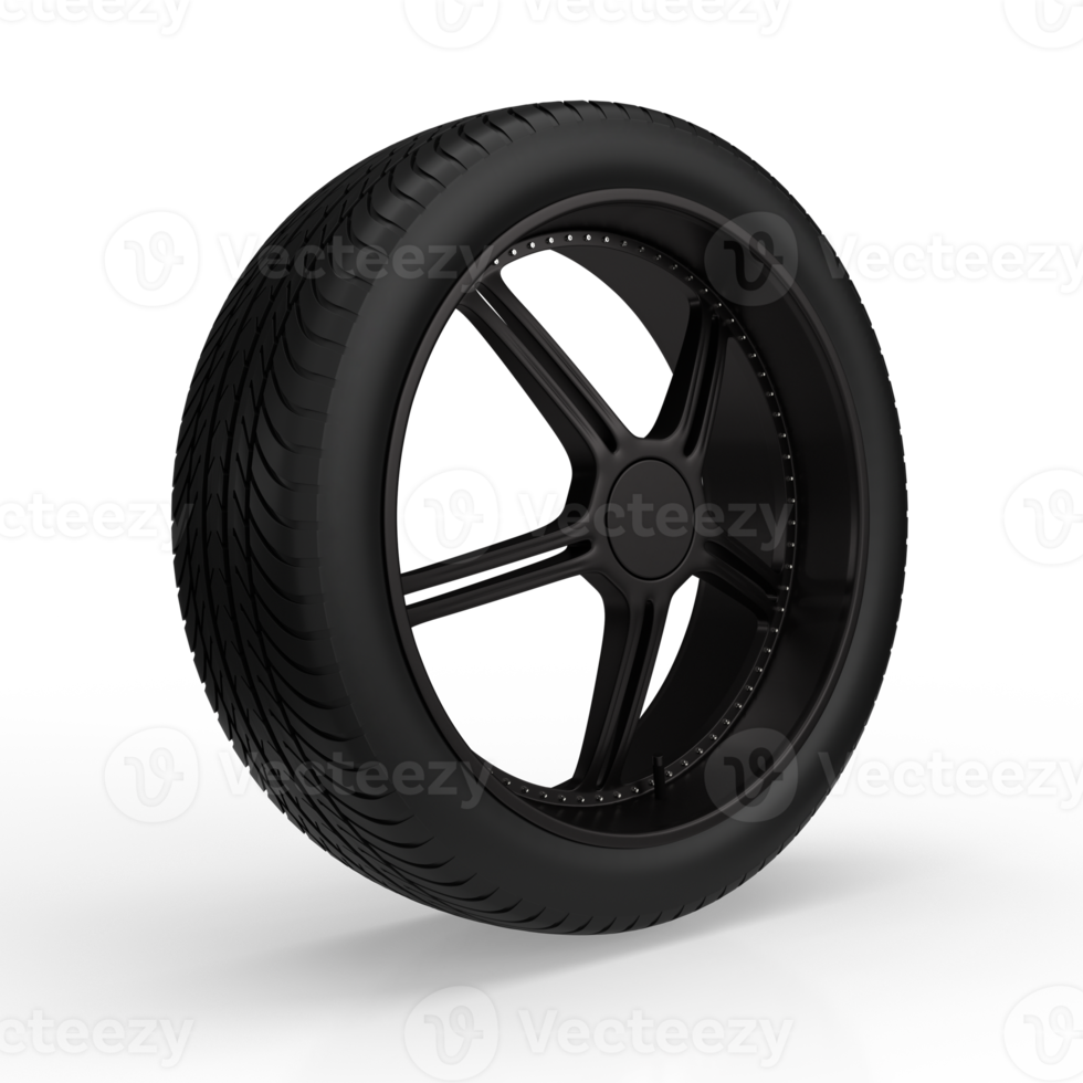 Car wheel isolated on white background. 3D rendering png
