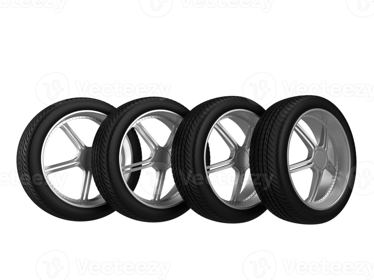 Car wheels isolated. 3D rendering png