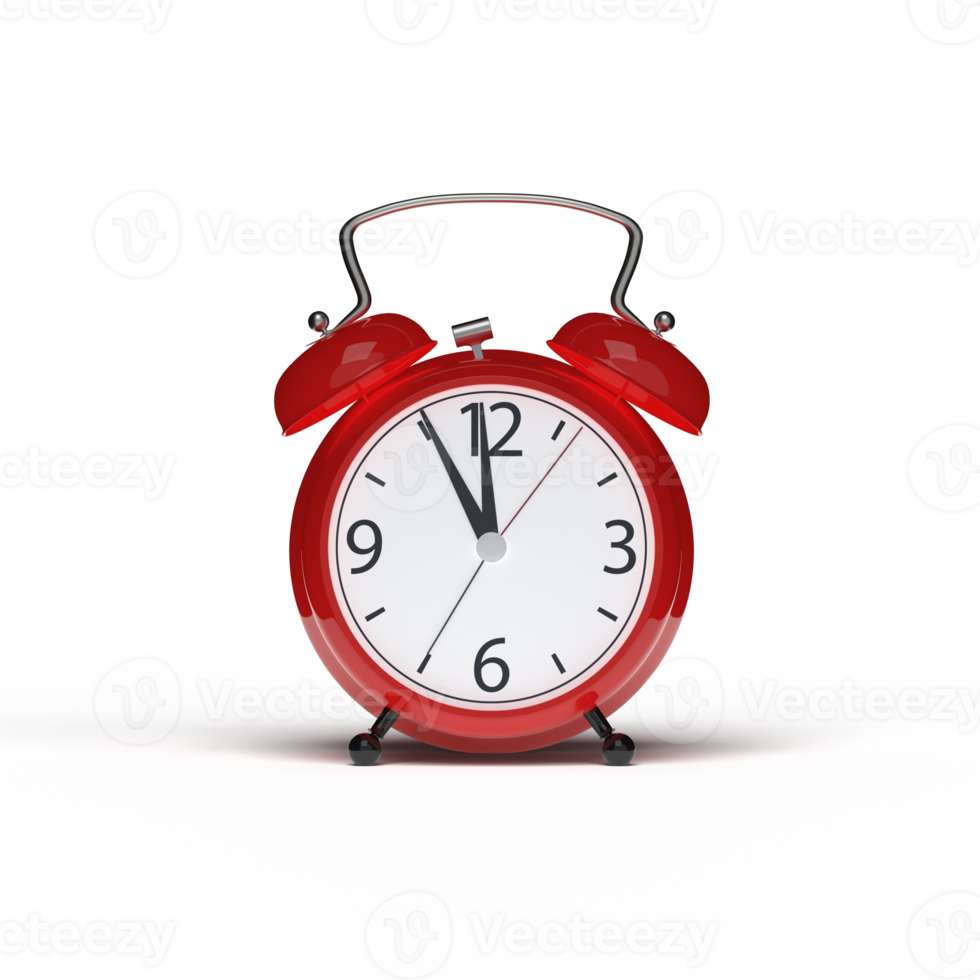 Red alarm clock isolated, Christmas time and new year concept png