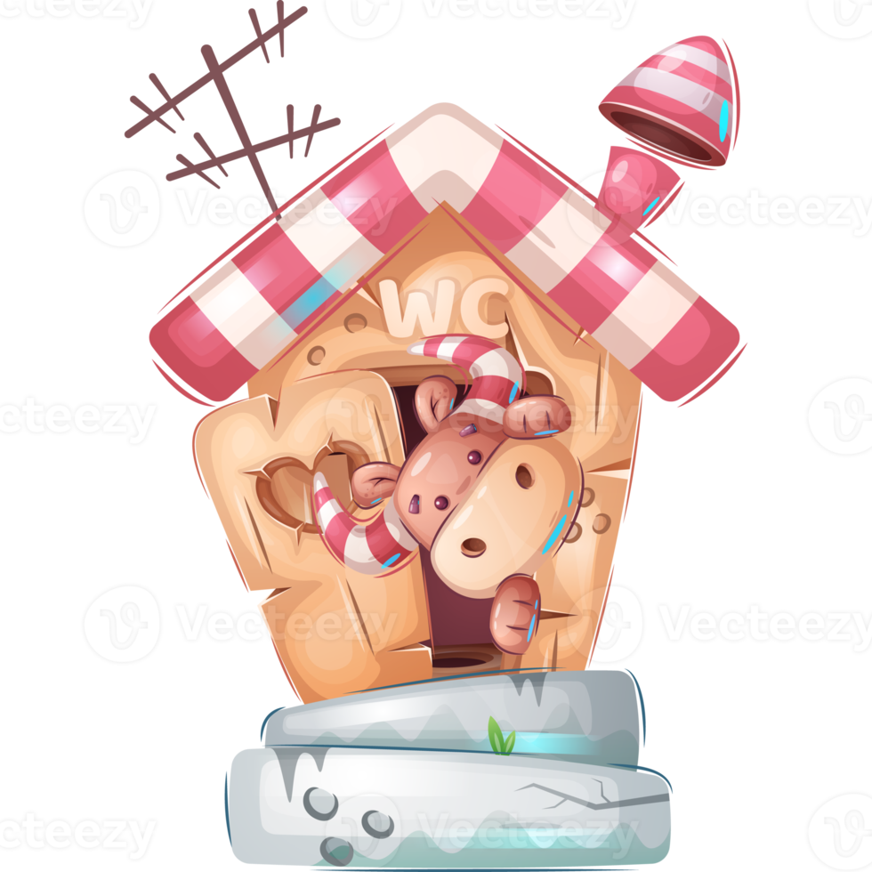 Childish Cartoon Character Toilet With Cow png