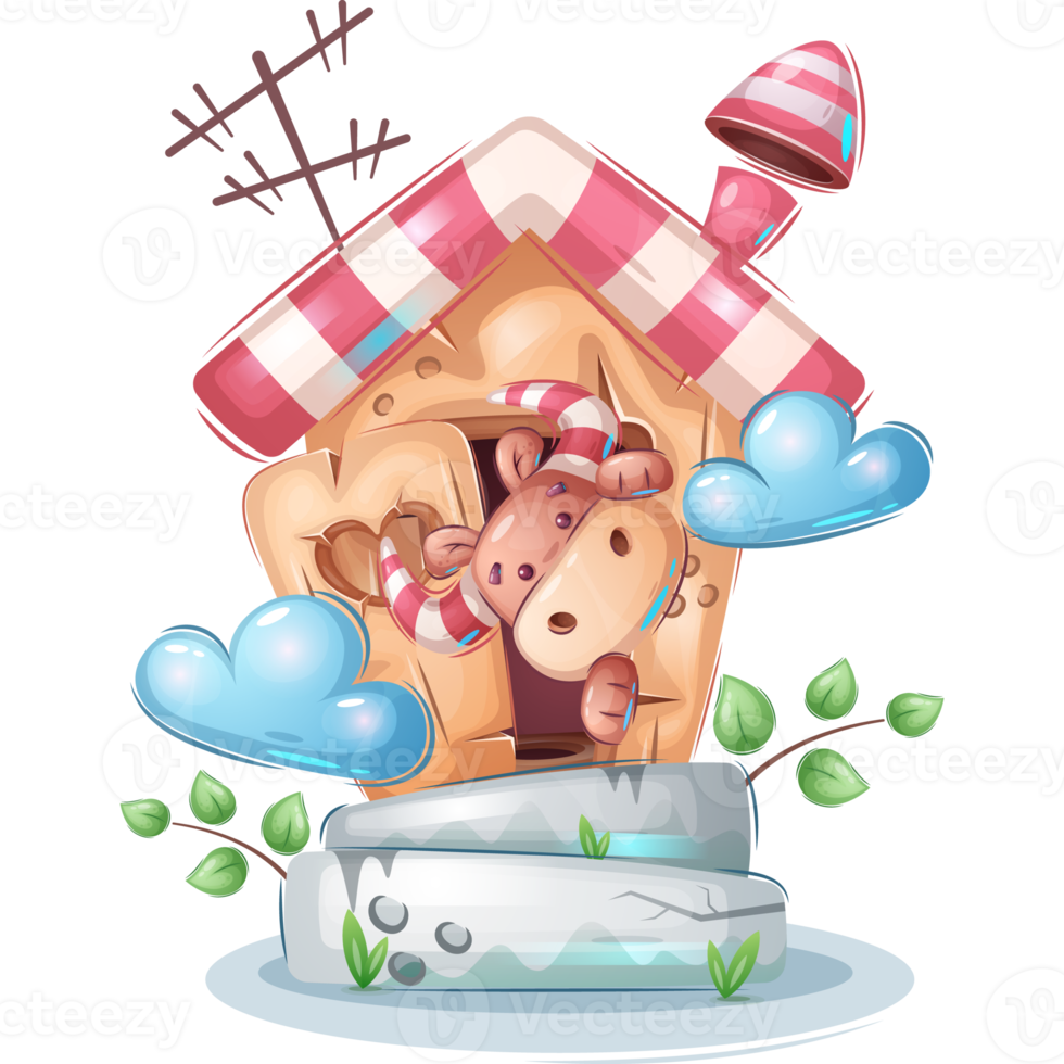 Bull Animal Cartoon Character in Toilet png
