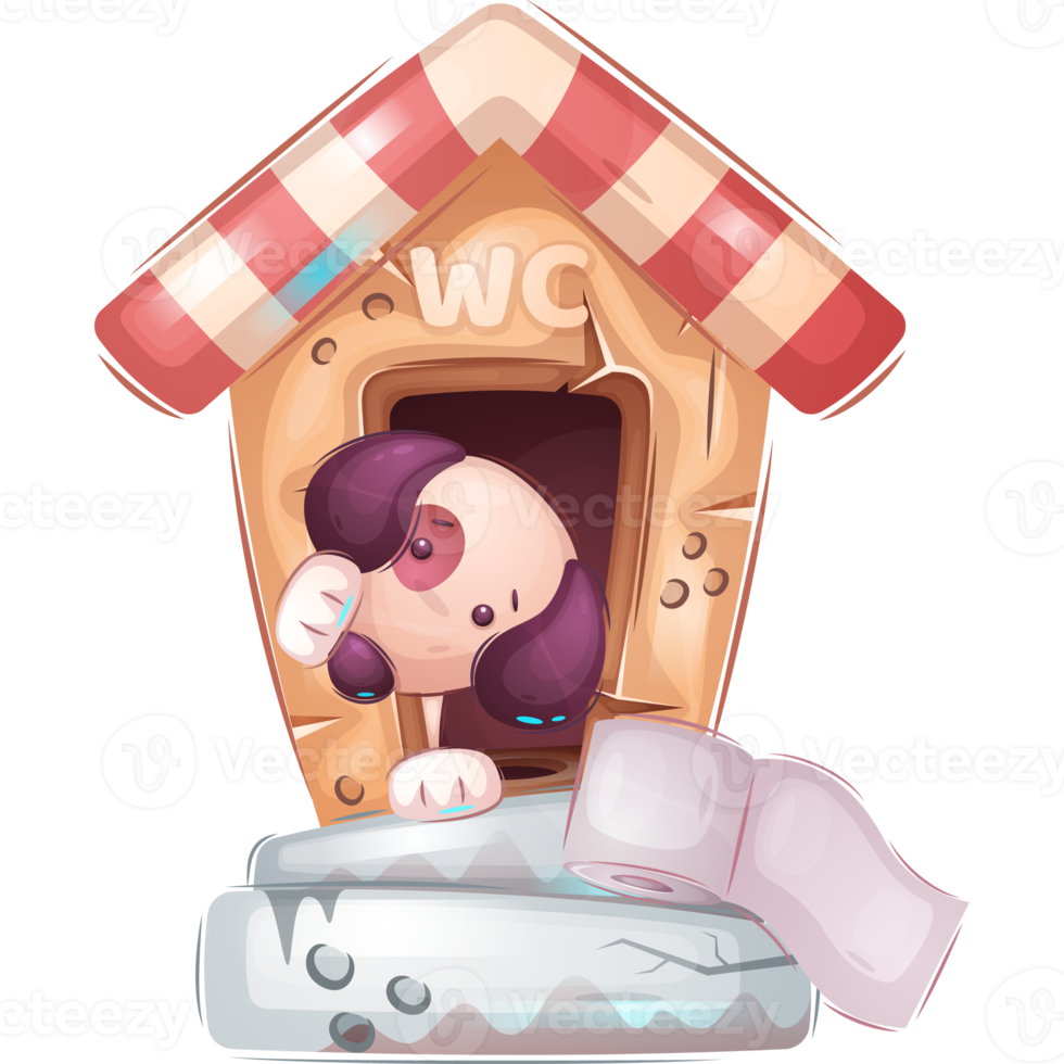 Dog  Animal Cartoon Character in Toilet png