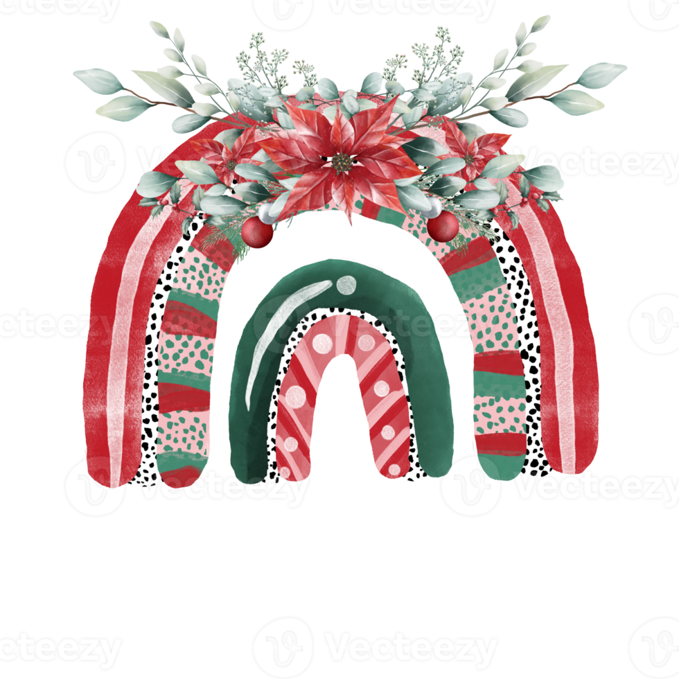 Rainbow Christmas Watercolor png