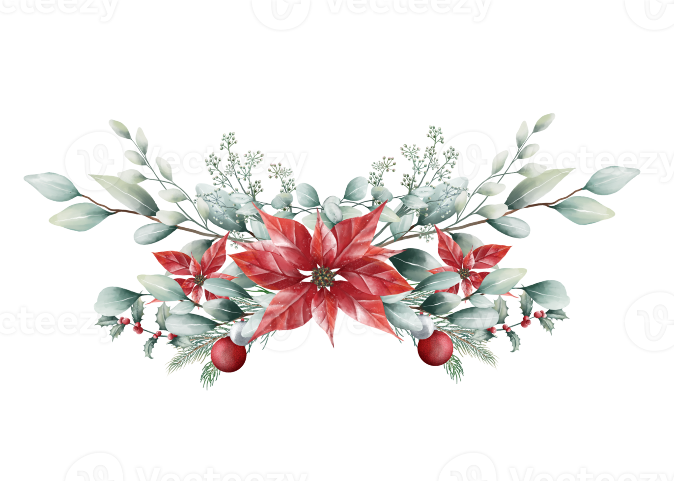 Watercolor Christmas bouquet png