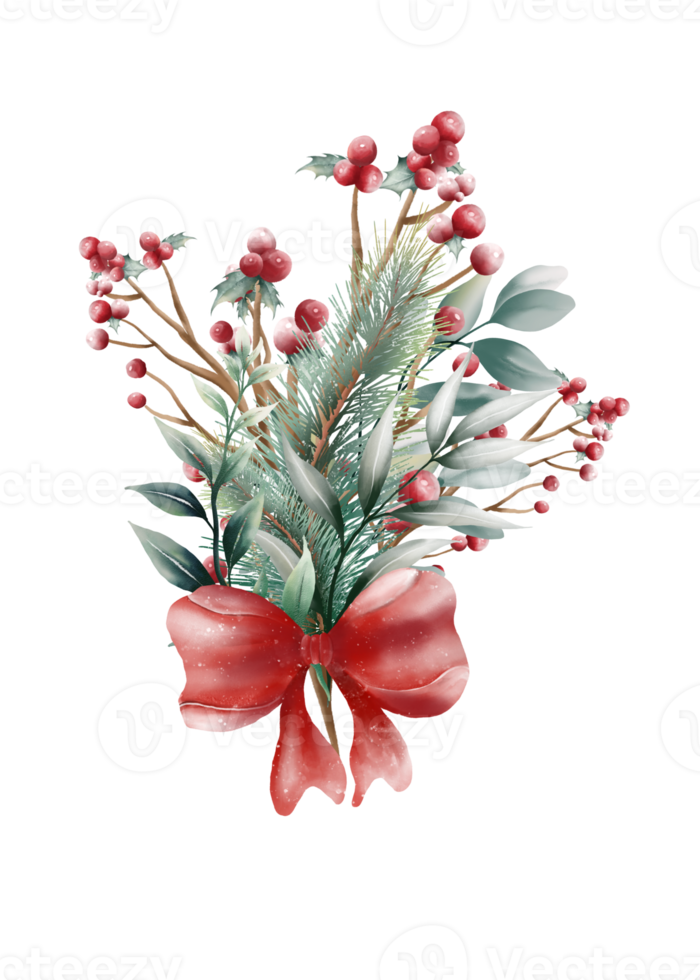 bouquet de noël aquarelle png