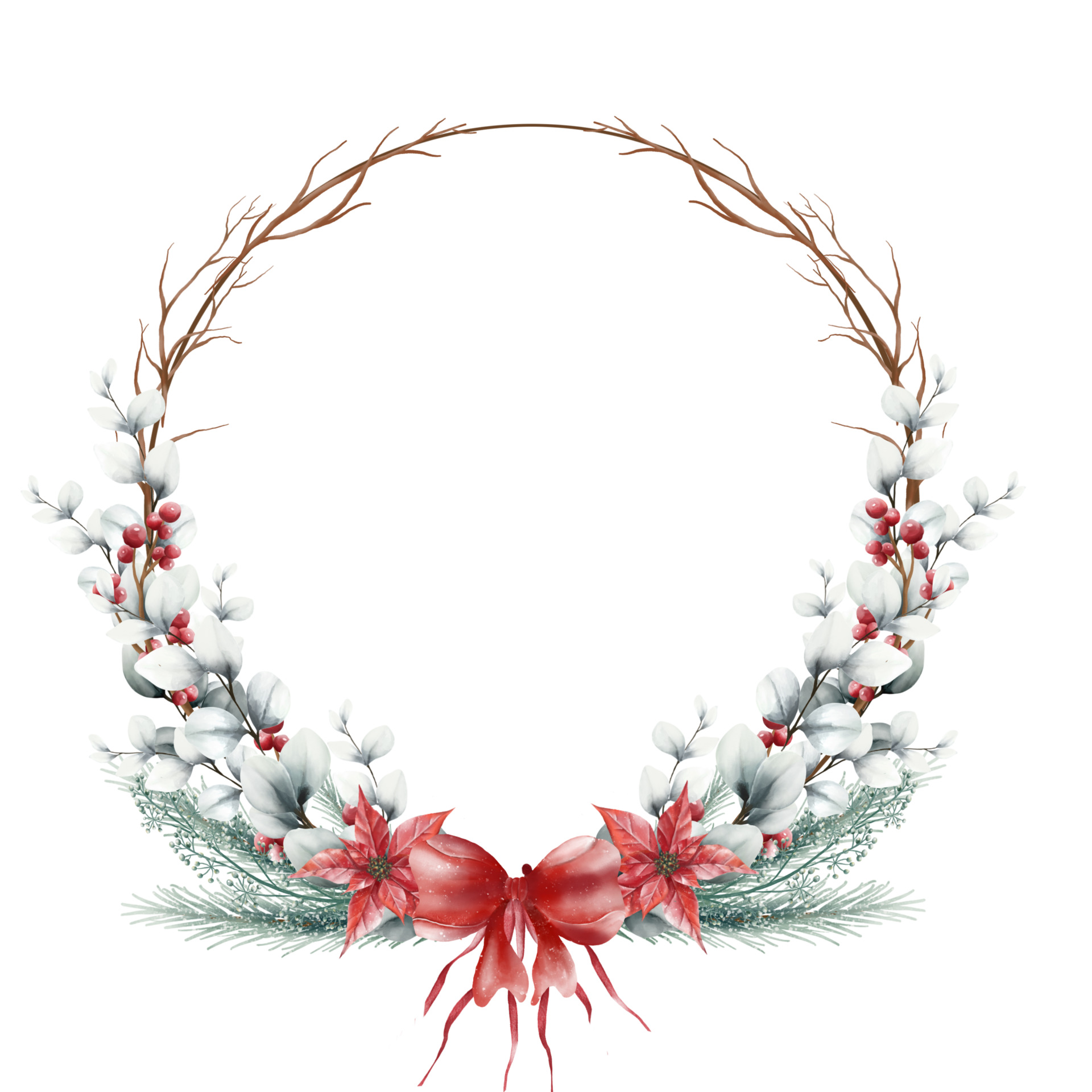 Watercolor Christmas Floral Frame Or Winter Floral Wreath Consisting Of watercolor-christmas-floral-frame-or-winter-floral-wreath-consisting-of