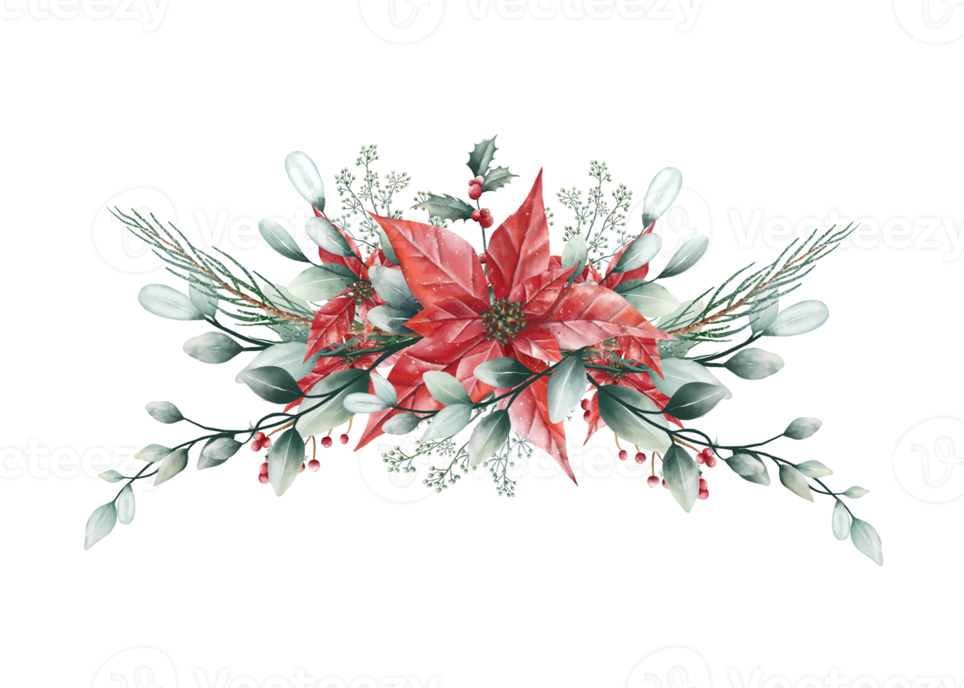 bouquet de noël aquarelle png