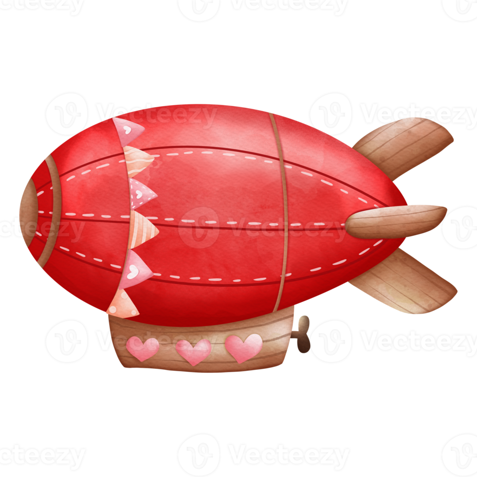 Valentine's Day Vintage Blimp Hand drawn romantic illustration for Valentines day png