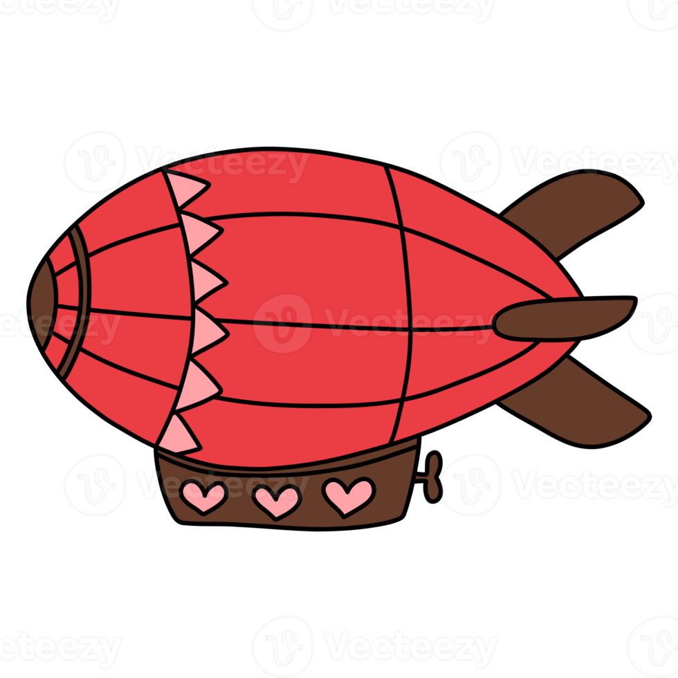 Valentine's Day Vintage Blimp Hand drawn romantic illustration for Valentines day png