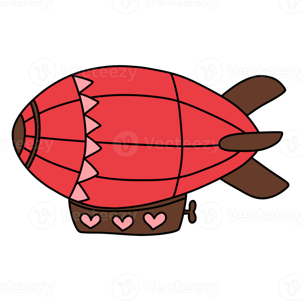 día de san valentín vintage dirigible dibujado a mano ilustración romántica para el día de san valentín png