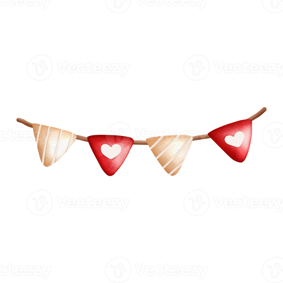 Party triangle flags for love, Valentine element png