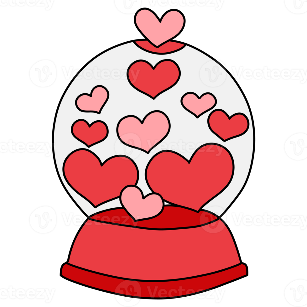 Heart Glass Globe hand drawn, Valentine decoration png