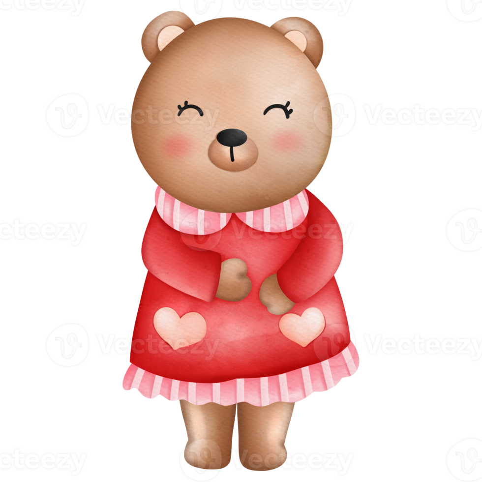 Bear in Love, Valentine Bear hand drawn illustration png