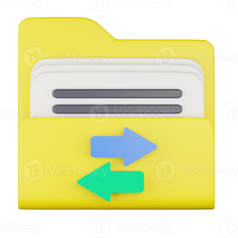 3d data transfer folder icon illustration png